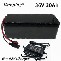 캄 핑 36 V 30Ah 전기 자전거 배터리 내장 20A BMS 리튬 배터리 팩 36 볼트 2A 충전 Ebike 배터리 + 충전기|배터리 팩|, 1개, 단일, 단일