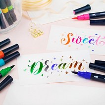 ZG28 컬러 트윈 브러쉬 1세트 6라 수성펜 캘리그라피 택1 캘리그라피 캘라그라피 수성펜 브러, OS SEA세트, OS 본상품선택