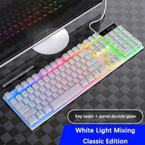 컴퓨터 주변 기기 104 키 다채로운 LED 기계식 키보드 조명 백라이트 USB 유선 데스크탑 게임 V4, White