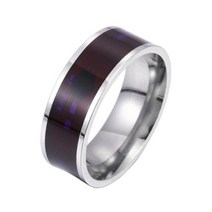 블루투스 반지 NFC 칩 링 패셔너블 호환 두꺼운 스테인레스 스틸 범용 스마트 일상용, 7+Silver