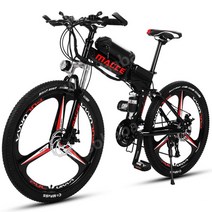 PAS 250W 26인치 접이식 21단 산악 전기 자전거, A타입 블랙, 스포크 휠 주행거리 25-30km 8A
