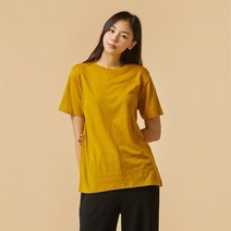 [JAJU/자주] 여 프렌치 리넨 반팔 티셔츠_머스타드