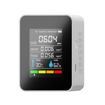 미세먼지측정기 공기질측정기 초미세먼지측정기 5 in 1 co2 디지털 미터 공기 품질 감지기 테스터 디지털 대기 오염 tvoc hcho 다기능 온도 습도 센서, 하얀