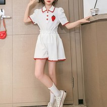 도오빠 아동 상하세트 반팔 여아용 반바지 여름 밴딩 공주 키즈 ~140