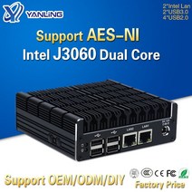 미니PC 초미니PC 초소형 소형 PC 컴퓨터 yanling 최신 인텔 j3060 팬리스 pc 듀얼 기가비트 lan nuc 케이스 베어본 linux 지원 2 hd aes-ni, 하드 디스크가 아닌, 램 없음
