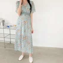 [바보사랑] 뒷태미인 플라워 스트랩 쉬폰 롱 원피스(ops1314)
