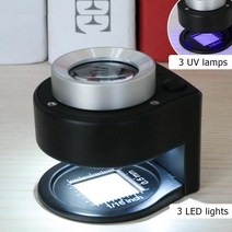 30X 광학 유리 렌즈 돋보기 6 LED 풀 메탈 접이식 리넨 테스터 루페 돋보기 스레드 카운터 돋보기, 한개옵션0