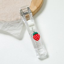 일호장신구 투명 과일 클립퍼 클립 집게 문구 사무 용품 학생 학용품 서류철, 투명과일클립퍼(딸기), 투명클립퍼리필8EA(실버)