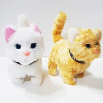 소리나는 움직이는 고양이 동물인형 야옹이 반려묘 장난감 동물로봇 작동완구 애완동물 추억의장난감 완구, 브라운