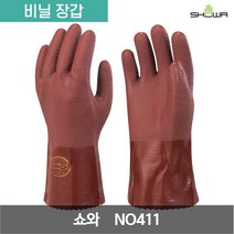쇼와 비니로브411 비닐 장갑 NO411 브라운 M 1켤레, 1개