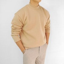 로니제이 남자 오버핏 기본티 목티 특양면 기모 반폴라 긴팔 티셔츠