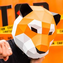 종이가면 3D 동물 얼굴가면 3D 종이 금형 타이거 라이온 헤드 마스크 헤드 기어 동물 모델 할로윈 소품 여, 01 Non-finished No Glue, 02 white yellow