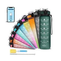 독일 아마존 SOLARA 1000ml Unzerbrechliche Tritan-Wasserflasche mit motivierender Zeitmarkierung auslaufsi, Hunter Green, 1 Liter