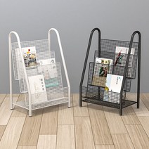 잡지선반 철제잡지꽂이 이동식책꽂이 매거진랙, 화이트