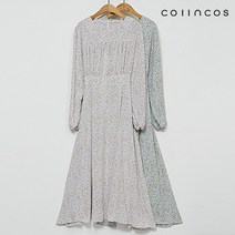 코인코즈 라운드넥 나염 핀턱 허리 끈 원피스 (IY2AO8210)