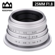 RISESPRAY 큰 조리개 25mm F1.8 APS-C 수동 초점 cctv 영화 렌즈 캐논 EOS-M NIKON 1 SONY E mount FUJI FX M4/3, e 설치 은화