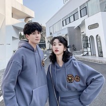 신혼여행 커플룩 허니문 원피스 커플티 휴양지 바캉스 시밀러룩 틈새 디자인 감각 커플 복장 패션 곰 스웨터 투피스 가 겨울 스타일 플러스 벨벳 두꺼운 탑 후드 재킷