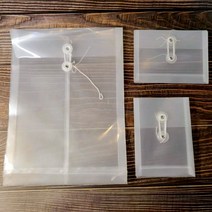 하도메봉투 투명 플라스틱 단추 서류 파일 끈 봉투 A6, A6 - 세로형  (07-397B)