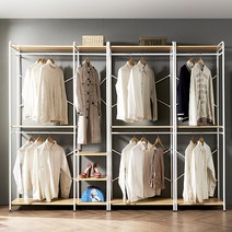 행거 드레스룸 스탠드 조립식 옷장 옷걸이 수납장, 2단행거와이드  (YWH1023)