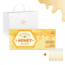 웰빙곳간 100% 국산 꿀벌 스틱 대용량 100포 1.2kg+ 꿀스틱 5개증정