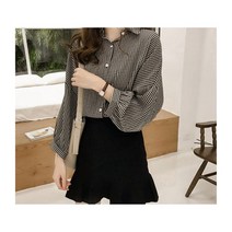 여성 체크 봄 셔츠 데일리 꽃구경 옷 2컬러 1P 여자 단추 블라우스 레이스 패턴 모던 무난한 슬림핏 롱 정장 흰색 화이트 기본 긴팔 예쁜
