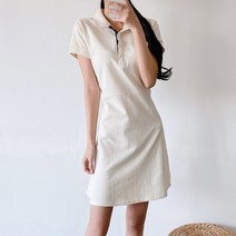 국내생산 여성 미니 피케 원피스 트레이닝 허리끈 슬림핏 봄 여름 가을 면100