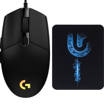로지텍 유선마우스 G102 2ND, Black, G로고 마우스패드 포함