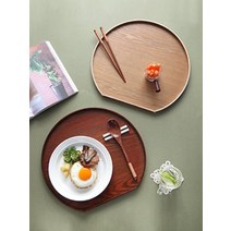 카라멜샵 옻칠 반달 우드트레이 2color, 다크브라운