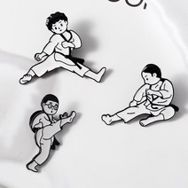 3개세트 동작뺏지셋트 태권도 선물 장식 검도 합기도 체육관 무술용품 태권도뱃지 태권도 브로치, 혼합3개세트