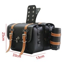 오토바이 사이드백 한쌍 24종 스쿠터 바이크 가죽 레더 버클 클래식 튜닝 파츠 방수 가방, 95  투톤 라지 한 쌍  + 음료거치대