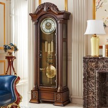 명품 복고풍 클래식 엔틱 독일 Hermler 12음 8음 무브먼트 기계식 괘종시계 스탠드시계 진자시계(관부가세포함), 12음 휠잠금장치215높이 금백단원목