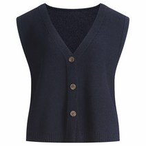 [KT알파쇼핑]리오 국산 여성 루즈핏 단추Y 오픈 니트 조끼 BOM-WVS-1350-네이비