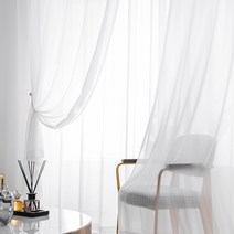 현대 미니멀리스트 쉬폰 반투명 불투명 흰색 커튼 거실 침실 베이 창 반 음영 일반 커튼