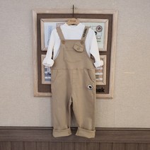 치크 21 F/W 유아 아동 키즈 토들러 가을 신상품! 멜빵 바지를 찾는 분들은! 무조건 구매!! 베이지 컬러로 멋스러운! 고슴도치 폴 오버롤 면바지