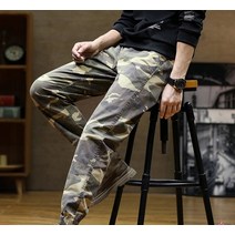 바지 전문점 황소 미식 캐쥬얼 팬츠 심플 밀리터리 허리 밴딩 조거 팬츠 바지