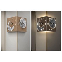 2023년형 모던 인테리어 디자인 달 감성 조명 거실 코너 벽걸이 시계 벽시계, 20인치, 12 I. 디자인4 - 블랙포인터 + LED조명 + 리