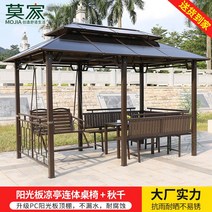 전원주택 SLP 캐노피 스카이어닝 가제보 루프탑 썬테크 파고라 휴식 그네 테이블 세트 바베큐, N.  3.97 x 2.4M