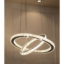 LED 크리스탈 2단 엔젤링 펜던트 50w 식탁 카페 조명 인테리어, 실크