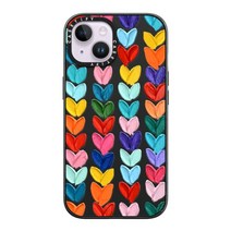 CASETiFY Impact 아이폰 14 케이스 4X 군용 등급 낙하 테스트 / 2.5m8피트 보호/Magsafe와 호환 Spring Botanicals 2 매트 블랙, iPhone 14 (Magsafe), Polka Daub Hearts