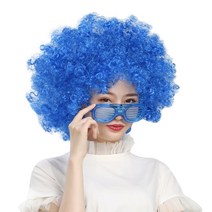 블루 점보 뽀글이 풍성한 가발 폭탄 코스듐 코믹가발