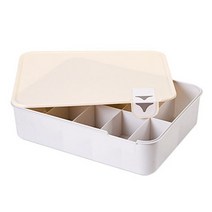 3색 가정용 장식 덮여 브래지어 속옷 스토리지 구획 상자 레이블 뚜껑 트렁크 홈, 01 10 Grid Beige