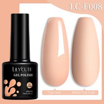 네일아트 LILYCUTE 7ml 베이스 젤 매니큐어 밝은 색상 반영구 흡수 UV LED 강화 네일 아트 닦을 필요 없는 탑 코트, 37 LC-F008