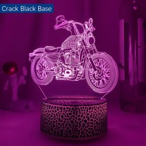 바이크 오토바이 led 밤 빛 침실 장식 서재 책상 3d 남자 친구 독특한 생일 선물, [04] Crack Black Base, [02] 16 Color Remote
