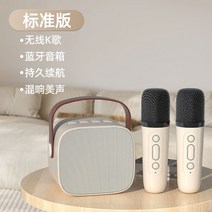 마이크 블루투스 노래방 무선 휴대용, 공식 표준, 베이지 마이크2개