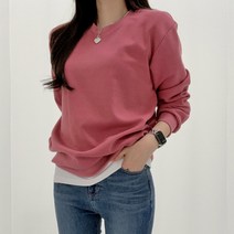 티데일리 남녀공용 특양면 무지 라운드 맨투맨 긴팔 티셔츠