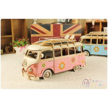 카페소품 레트로 캠핑카 버스 피규어 장식 빈티지 홈 인테리어 커피숍 매장 웨딩 소품, 미니버스 레드 7142