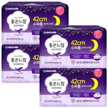 좋은느낌 수퍼롱 슬림 오버나이트 생리대 날개형 42cm, 4개, 10매입