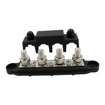 캠핑카 부품 4pcs DC 12V 버스 터미널 블록 포지티브 절연 단일 스터드 전원 및 접지 자동차 RV 해양 요트, [03] Black M10