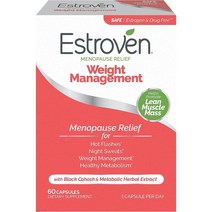 갱년기완화 Estroven 체중 관리 열감 식은땀 감소 체중 관리도움 30캡슐, 30개(1팩), 1