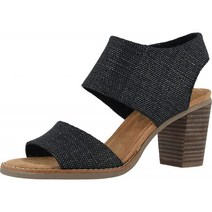 TOMS 여성 메이저카 컷아웃 샌들 블랙포일 텍스타일 7M 힐 샌들